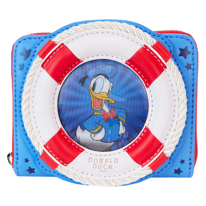 LOUNGEFLY DISNEY Donald Duck 90th Anniversary Lenticular Zip Around Wallet
