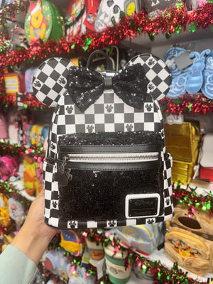 disney loungefly mini backpack sequin Parks Minnie Mouse Polka Dot New I Love Characters It has sequinned details on the front of the backpack Disney Parks Loungefly Mini Backpack