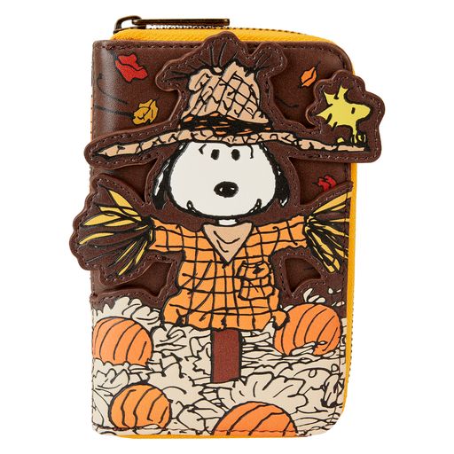 LOUNGEFLY PEANUTS SNOOPY SCARECROW ZIP AROUND WALLET