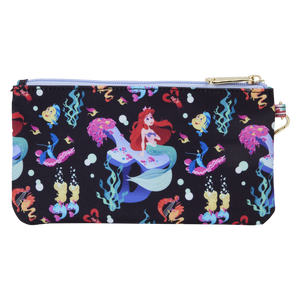 Loungefly The Little Mermaid 35th Anniversary Life is the Bubbles All-Over Print Nylon Zipper Pouch Wristlet