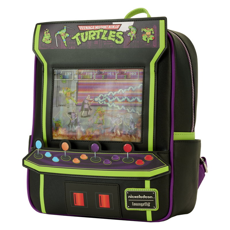 Loungefly Teenage Mutant Ninja Turtles 40th Anniversary Vintage Arcade Lenticular Glow Mini Backpack