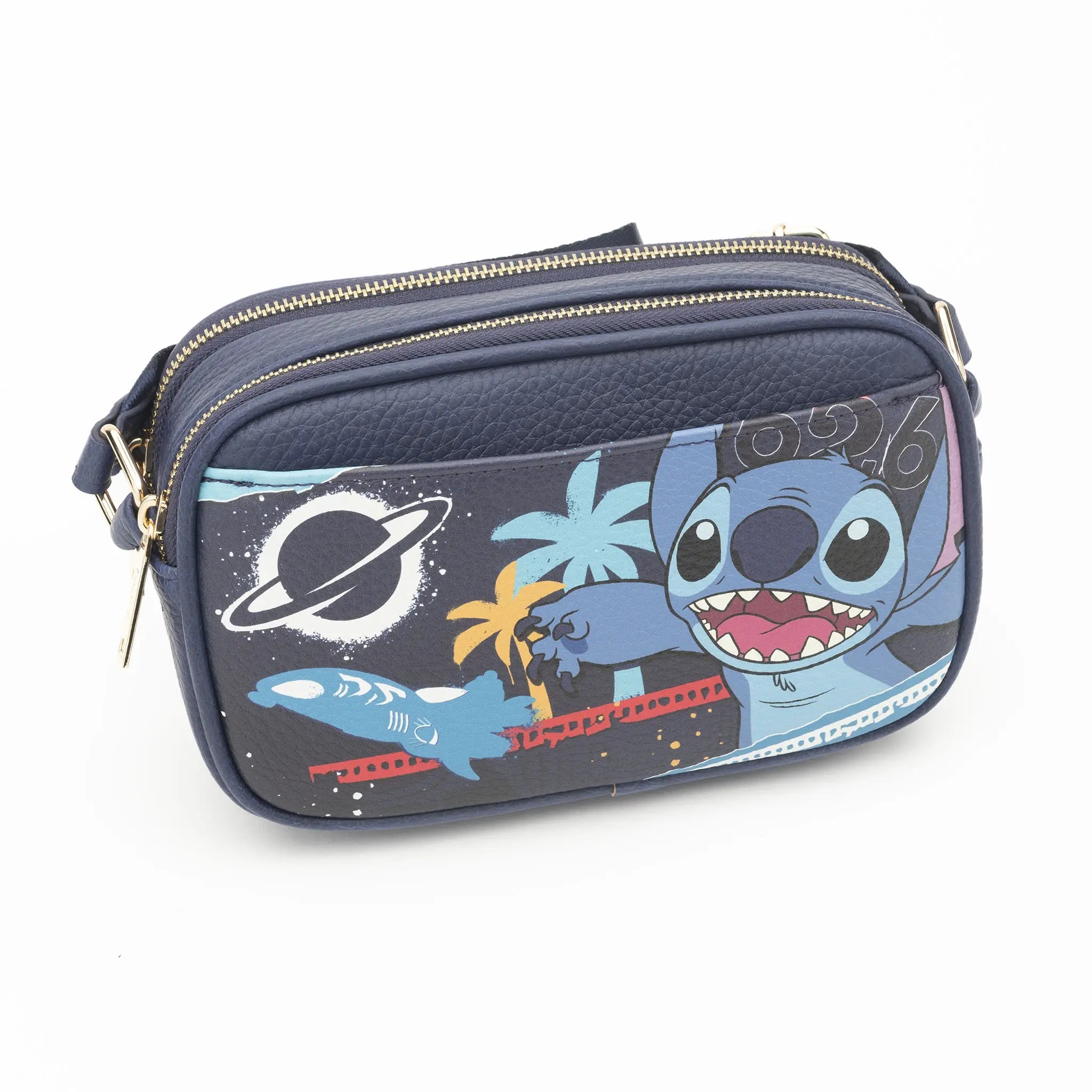 Stitch Double Zipper Crossbody/Shoulder Bag