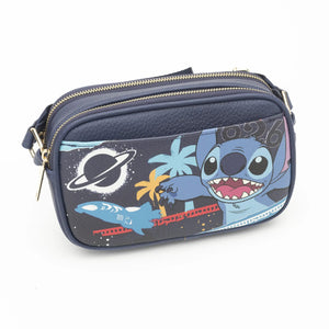 Stitch Double Zipper Crossbody/Shoulder Bag