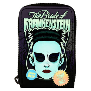 Loungefly UNIVERSAL MONSTERS BRIDE OF FRANKENSTEIN NEON MASK ZIP AROUND WALLET