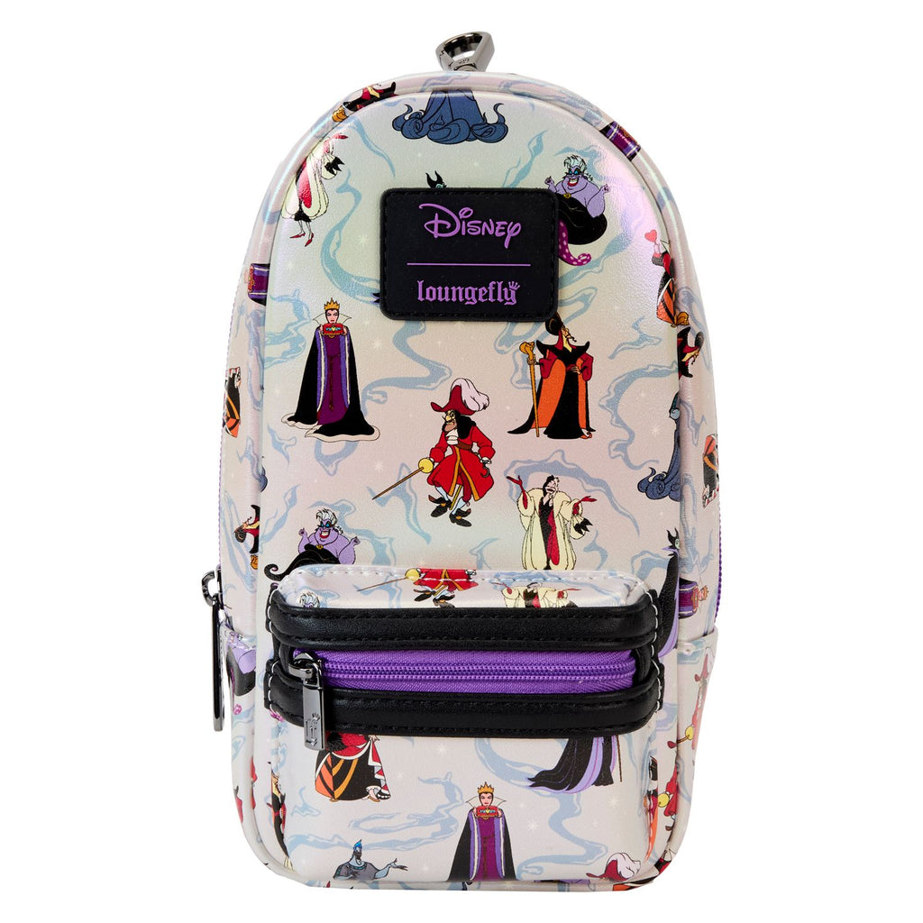 LOUNGEFLY DISNEY VILLAINS IRIDESCENT AOP MINI BACKPACK PENCIL POUCH