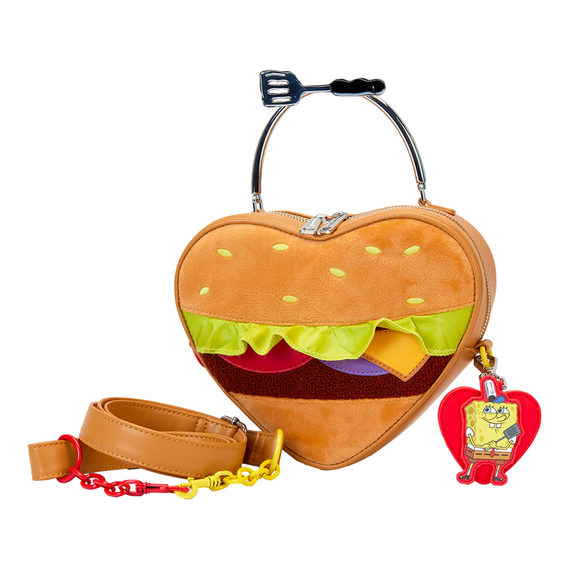 SpongeBob SquarePants Krabby Patty Plush Heart Figural Crossbody Bag