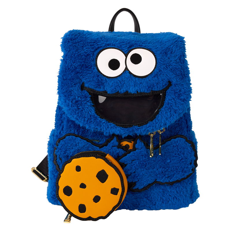 Loungefly Sesame Street Cookie Monster Plush Cosplay Mini Backpack With Coin Bag