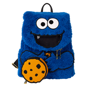 Loungefly Sesame Street Cookie Monster Plush Cosplay Mini Backpack With Coin Bag