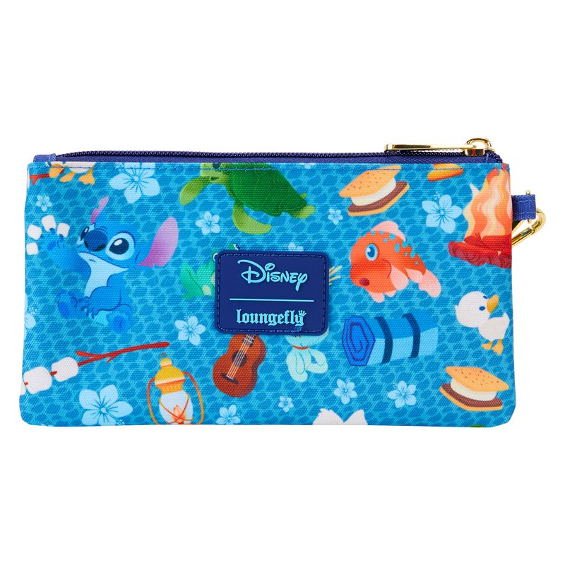 Stitch Camping Cuties All-Over Print Nylon Zipper Pouch Wristlet