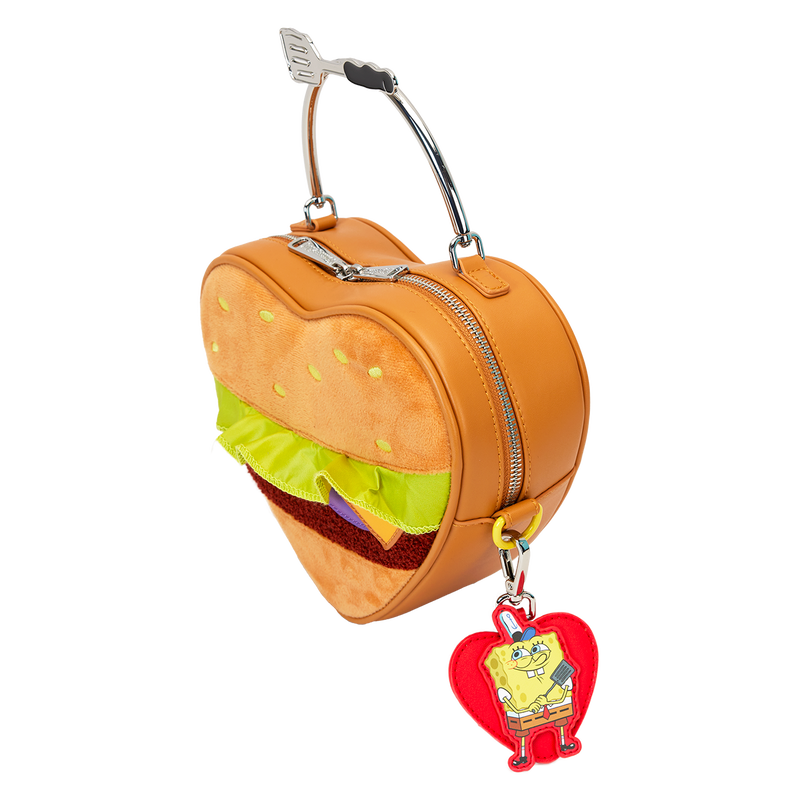 SpongeBob SquarePants Krabby Patty Plush Heart Figural Crossbody Bag