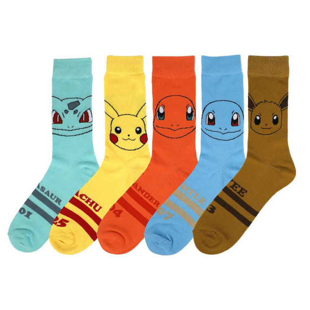 Pokemon Characters 5 Pair Crew Socks