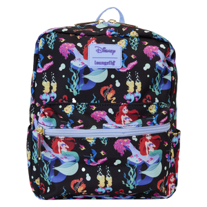 Loungefly The Little Mermaid 35th Anniversary Life is the Bubbles All-Over Print Nylon Square Mini Backpack