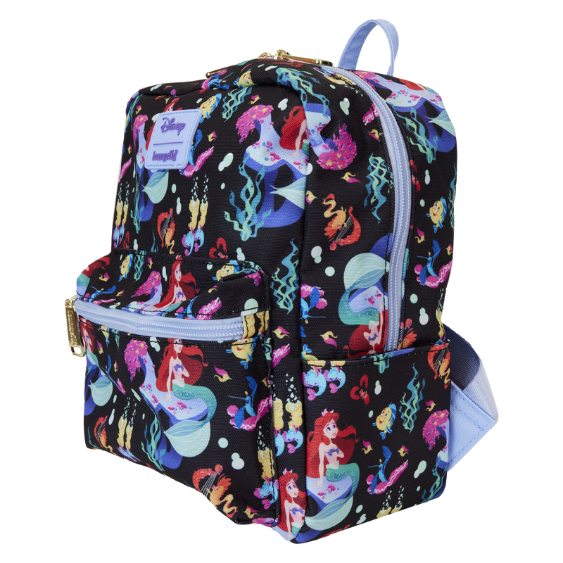 Loungefly The Little Mermaid 35th Anniversary Life is the Bubbles All-Over Print Nylon Square Mini Backpack