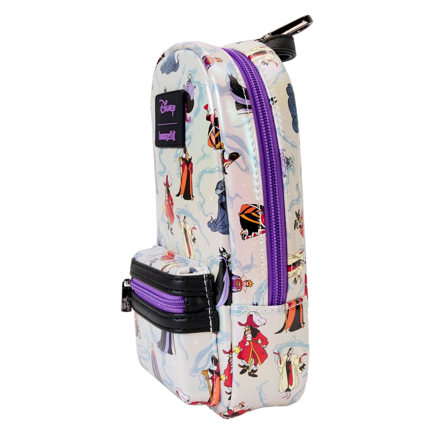 LOUNGEFLY DISNEY VILLAINS IRIDESCENT AOP MINI BACKPACK PENCIL POUCH