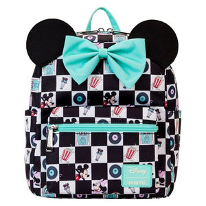 Loungefly DISNEY MICKEY AND MINNIE DATE NIGHT DINER AOP NYLON MINI BACKPACK