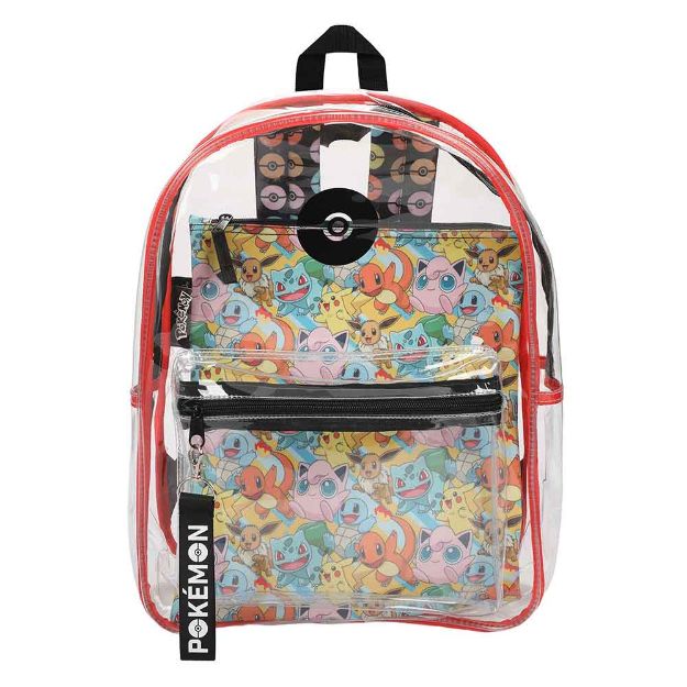 Pokemon Clear Vinyl Backpack & AOP Utility Case