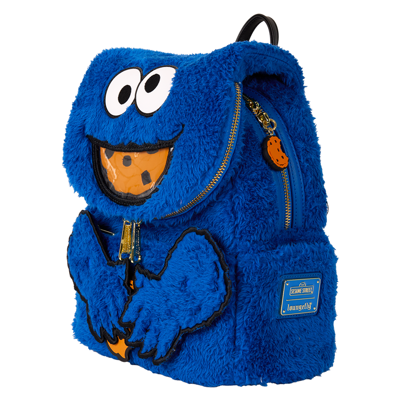 Loungefly Sesame Street Cookie Monster Plush Cosplay Mini Backpack With Coin Bag