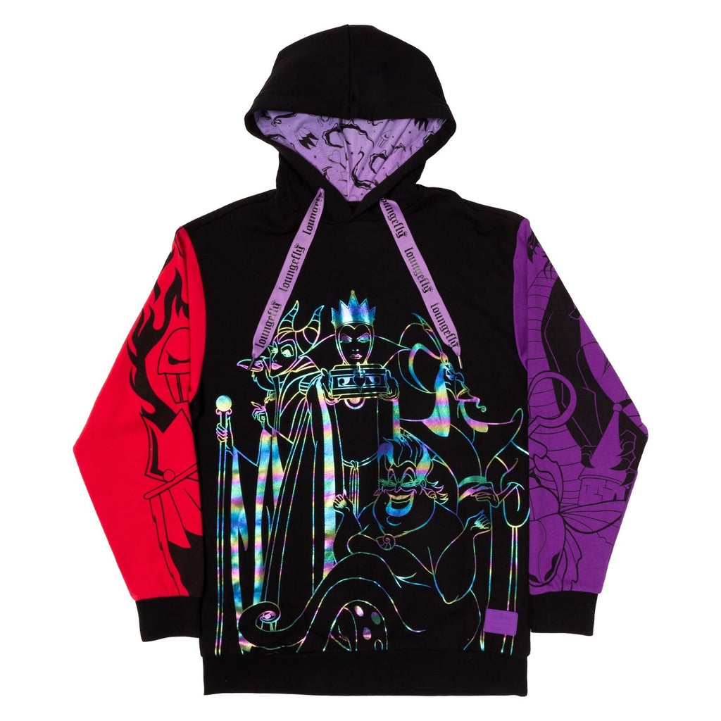 LOUNGEFLY DISNEY VILLAINS COLOR BLOCK HOODED SWEATSHIRT