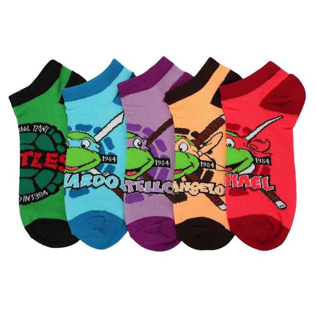 Teenage Mutant Ninja Turtles Retro Characters 5 Pair Ankle Socks