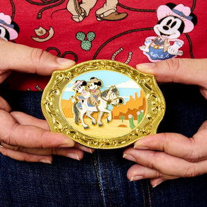 Loungefly DISNEY WESTERN MICKEY AND MINNIE BELT BUCKLE 3" COLLECTOR BOX PIN