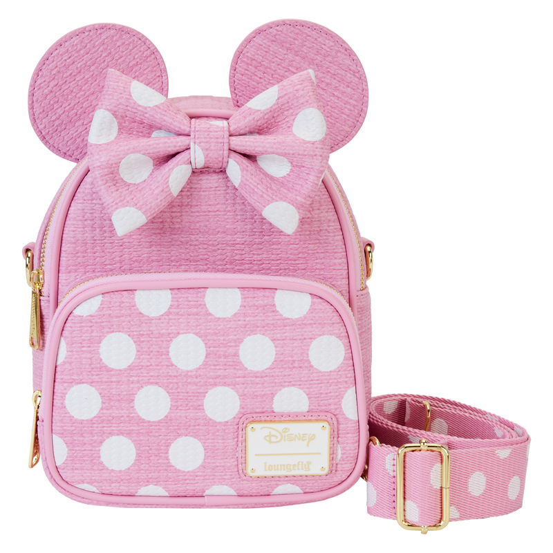 Minnie Mouse Woven Texture Convertible Mini Backpack & Crossbody Bag