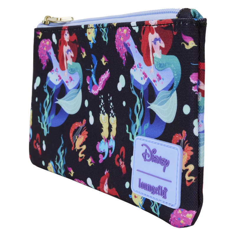 Loungefly The Little Mermaid 35th Anniversary Life is the Bubbles All-Over Print Nylon Zipper Pouch Wristlet