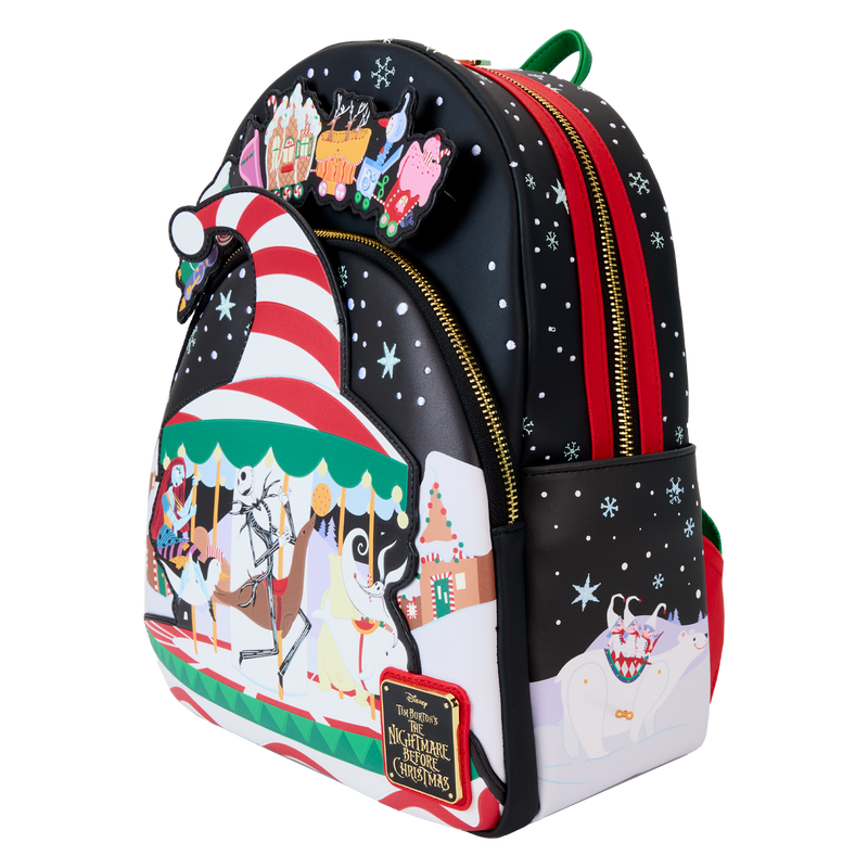 Loungefly The Nightmare Before Christmas Candy Cane Carousel Glow Mini Backpack