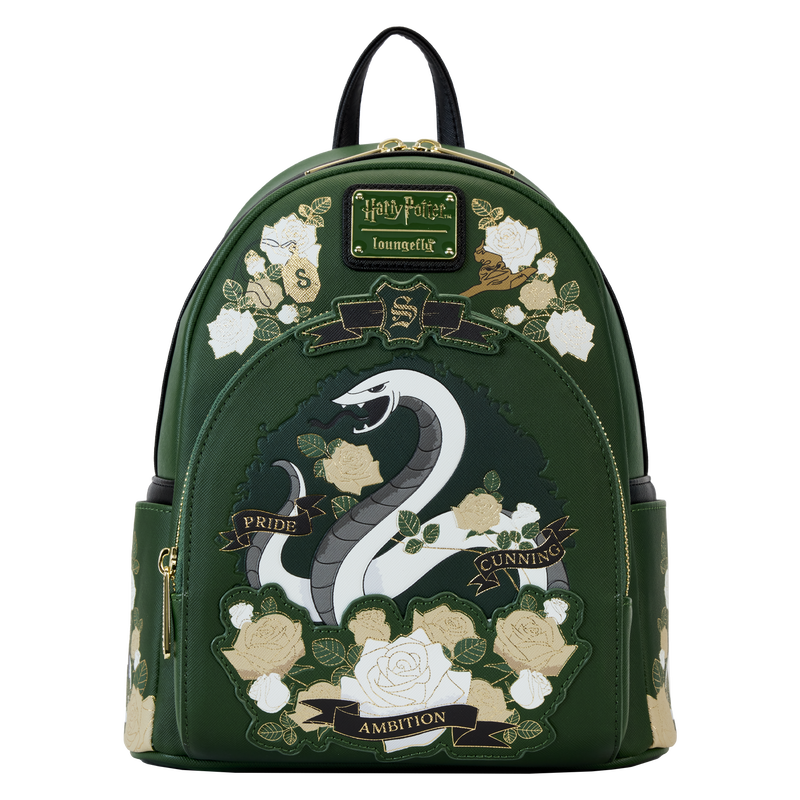 Loungefly Harry Potter Slytherin House Floral Tattoo Mini Backpack