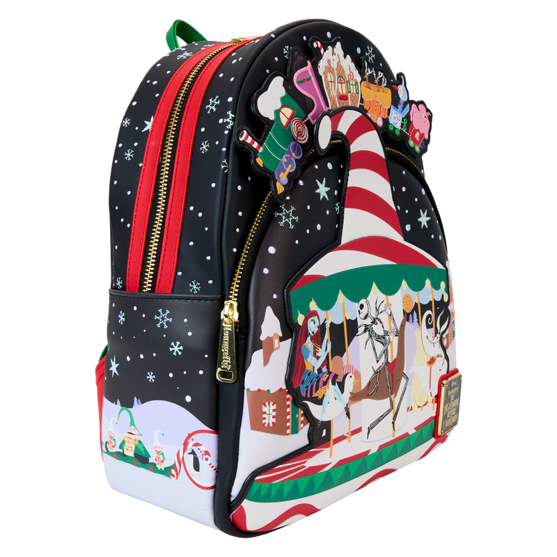 Loungefly The Nightmare Before Christmas Candy Cane Carousel Glow Mini Backpack