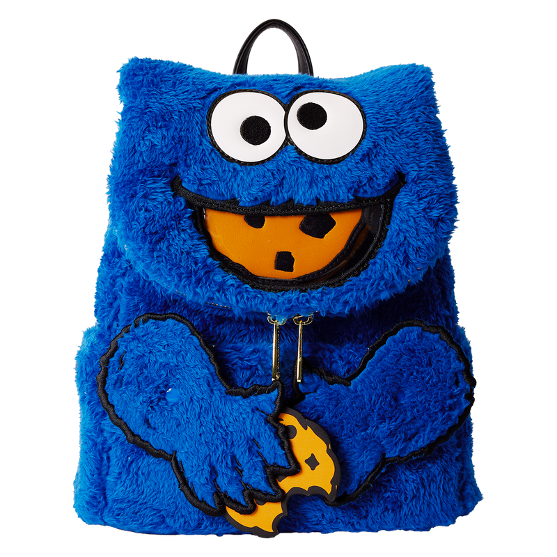 Loungefly Sesame Street Cookie Monster Plush Cosplay Mini Backpack With Coin Bag