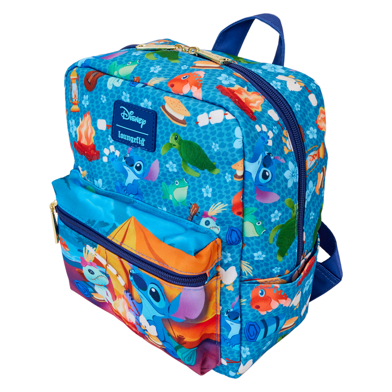 Stitch Camping Cuties All-Over Print Nylon Square Mini Backpack