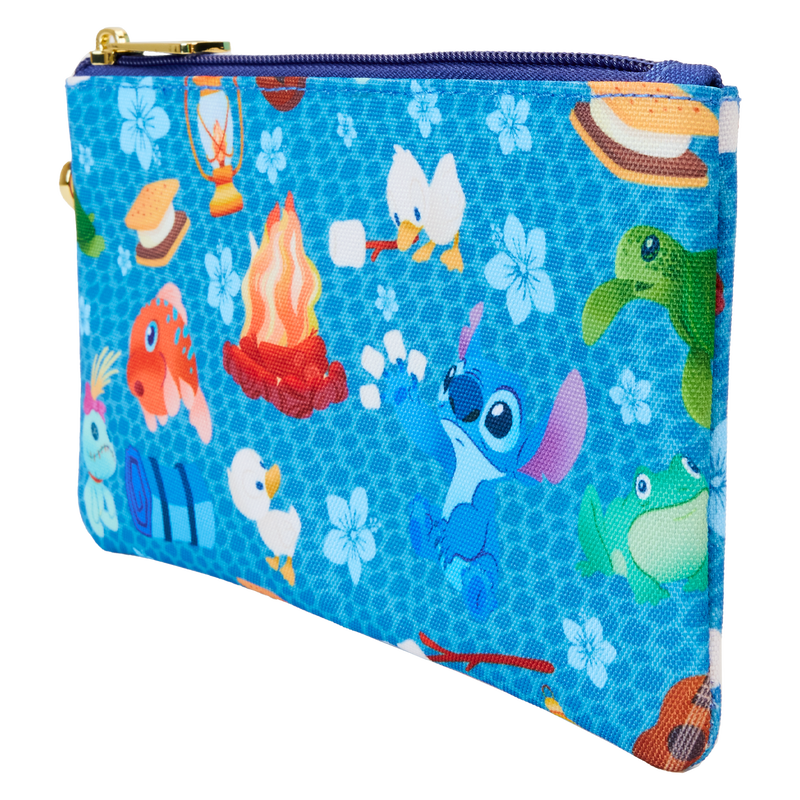 Stitch Camping Cuties All-Over Print Nylon Zipper Pouch Wristlet