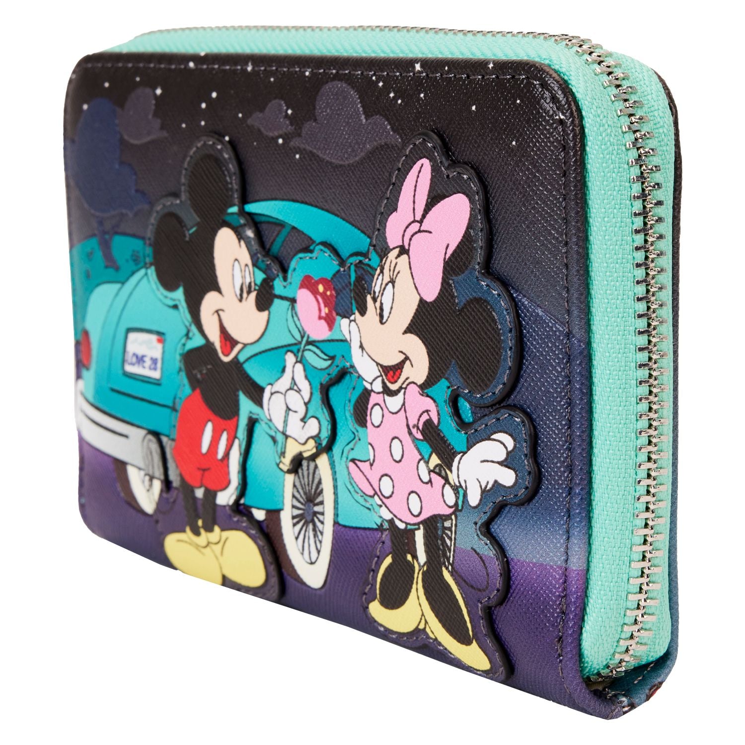 Loungefly DISNEY MICKEY AND MINNIE DATE NIGHT DRIVE-IN ZIP AROUND WALLET