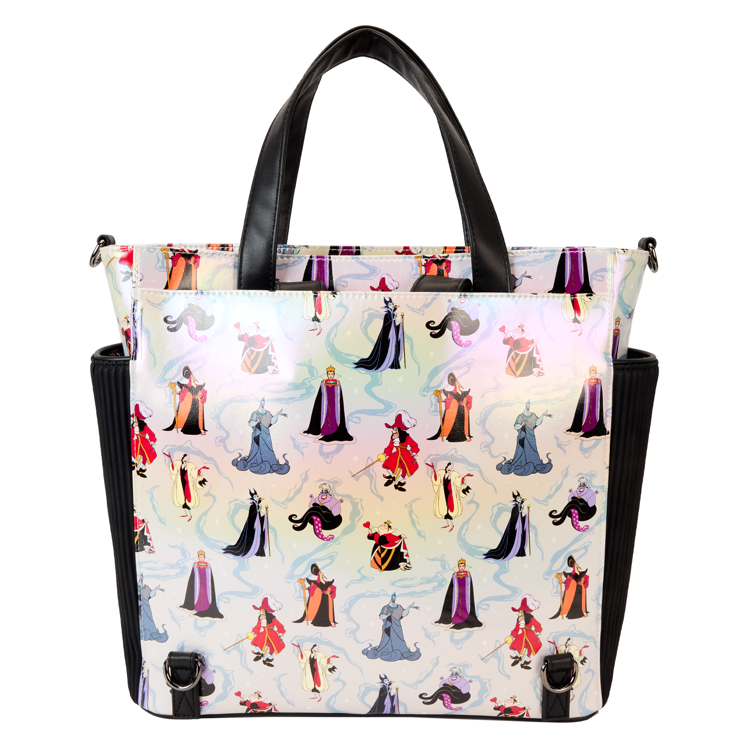 LOUNGEFLY DISNEY VILLAINS AOP CONVERTIBLE BACKPACK & TOTE