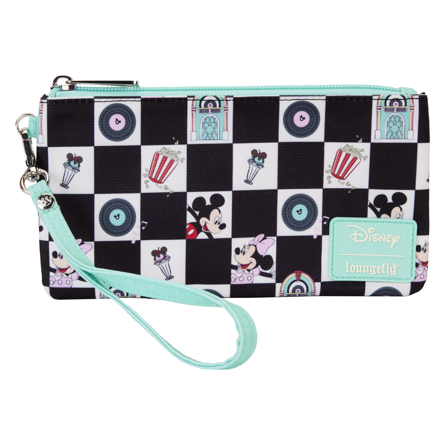 Loungefly DISNEY MICKEY AND MINNIE DATE NIGHT DINER AOP NYLON WRISTLET