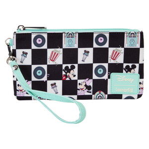 Loungefly DISNEY MICKEY AND MINNIE DATE NIGHT DINER AOP NYLON WRISTLET