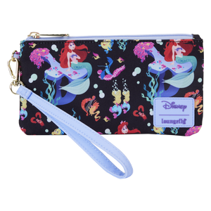 Loungefly The Little Mermaid 35th Anniversary Life is the Bubbles All-Over Print Nylon Zipper Pouch Wristlet