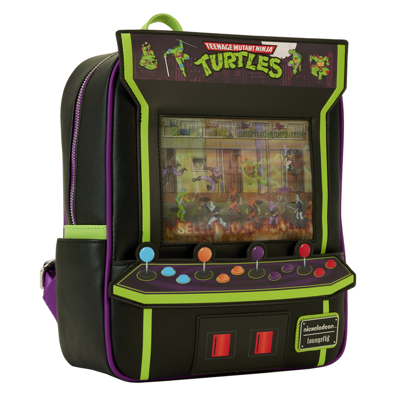 Loungefly Teenage Mutant Ninja Turtles 40th Anniversary Vintage Arcade Lenticular Glow Mini Backpack