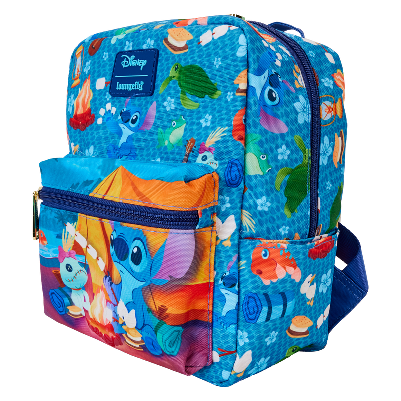 Stitch Camping Cuties All-Over Print Nylon Square Mini Backpack