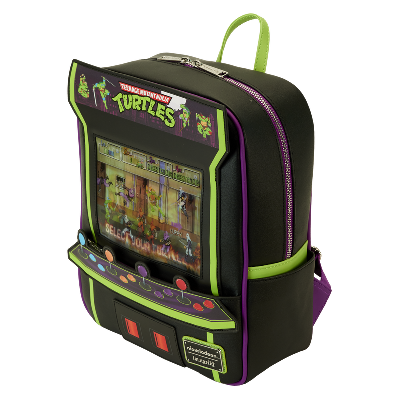 Loungefly Teenage Mutant Ninja Turtles 40th Anniversary Vintage Arcade Lenticular Glow Mini Backpack