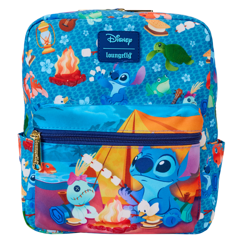 Stitch Camping Cuties All-Over Print Nylon Square Mini Backpack