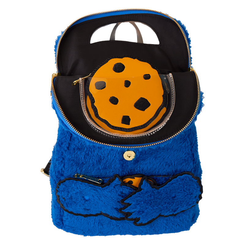 Loungefly Sesame Street Cookie Monster Plush Cosplay Mini Backpack With Coin Bag