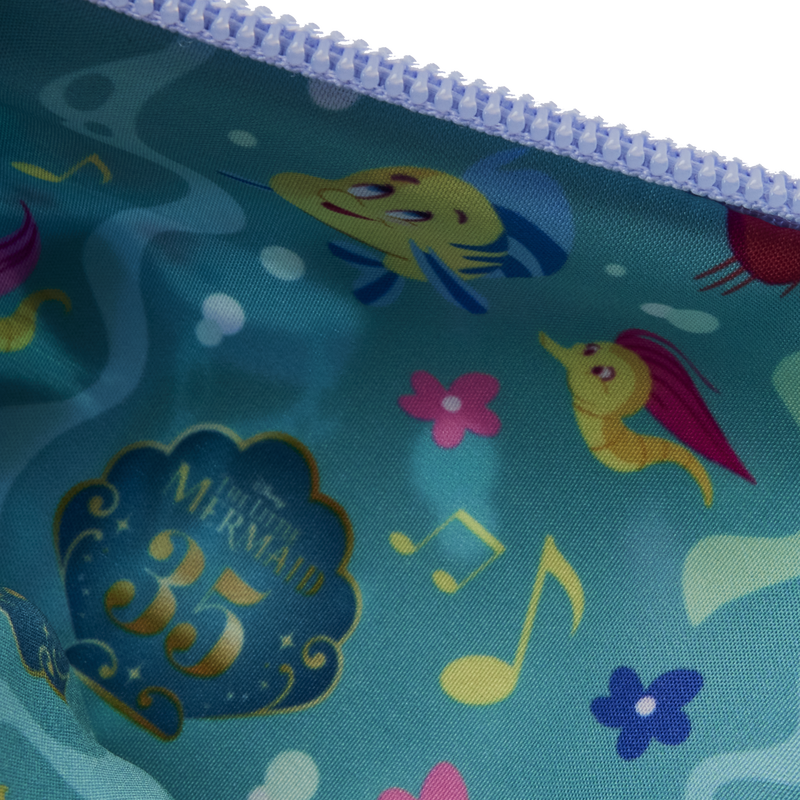 Loungefly The Little Mermaid 35th Anniversary Life is the Bubbles All-Over Print Nylon Zipper Pouch Wristlet