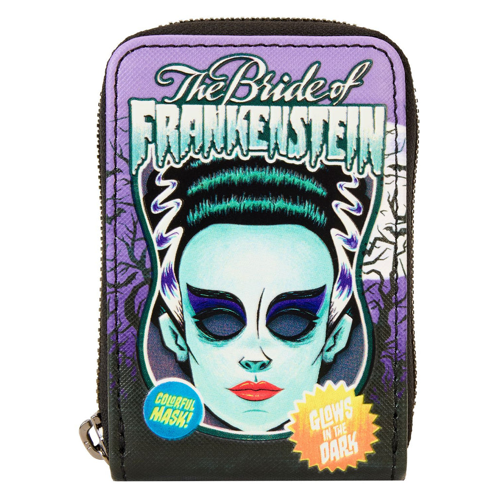 Loungefly UNIVERSAL MONSTERS BRIDE OF FRANKENSTEIN NEON MASK ZIP AROUND WALLET