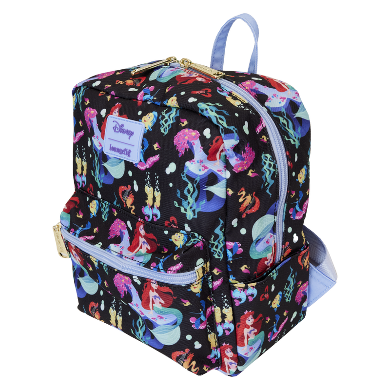 Loungefly The Little Mermaid 35th Anniversary Life is the Bubbles All-Over Print Nylon Square Mini Backpack