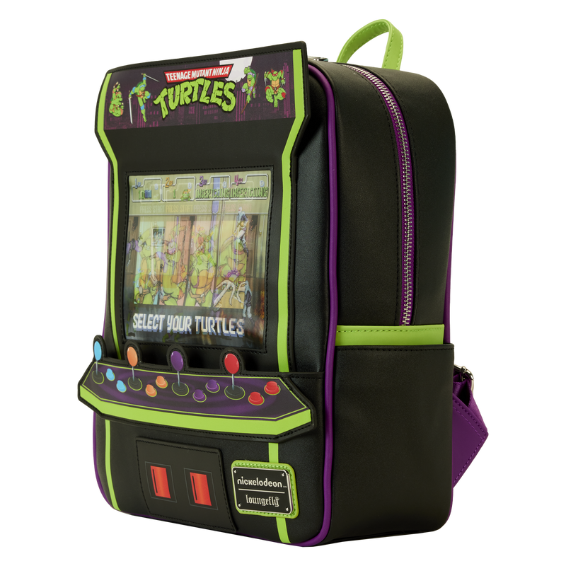 Loungefly Teenage Mutant Ninja Turtles 40th Anniversary Vintage Arcade Lenticular Glow Mini Backpack