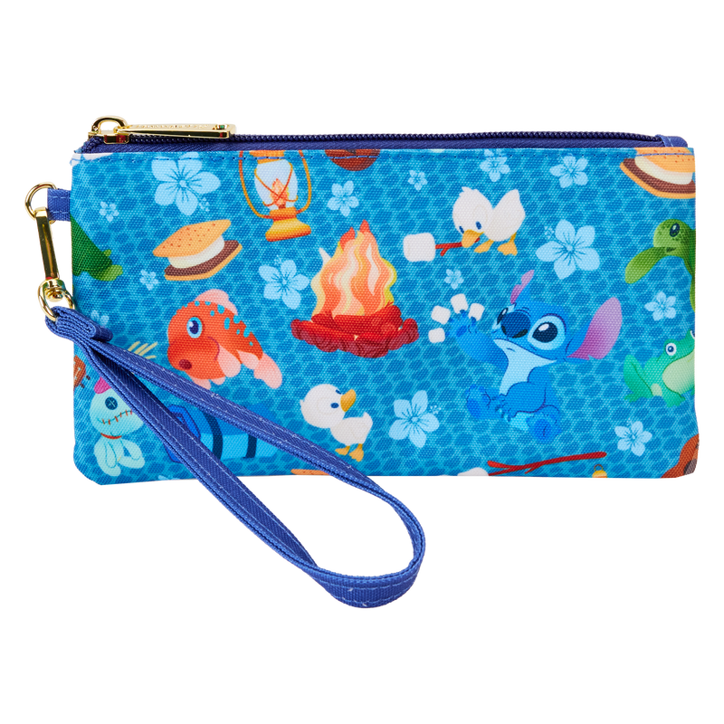 Stitch Camping Cuties All-Over Print Nylon Zipper Pouch Wristlet