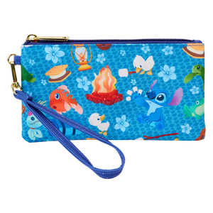 Stitch Camping Cuties All-Over Print Nylon Zipper Pouch Wristlet