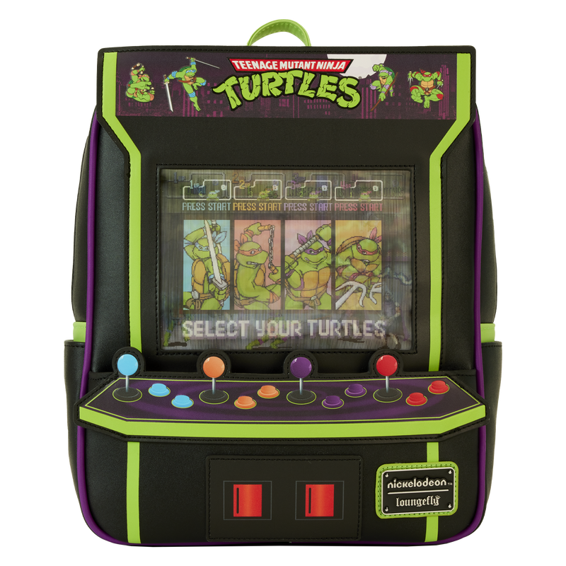 Loungefly Teenage Mutant Ninja Turtles 40th Anniversary Vintage Arcade Lenticular Glow Mini Backpack