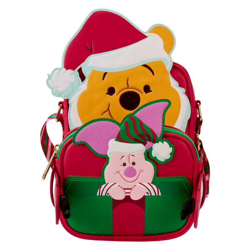 Loungefly Winnie The Pooh Santa Winnie & Piglet Crossbuddies Cosplay Crossbody Bag With Coin Bag